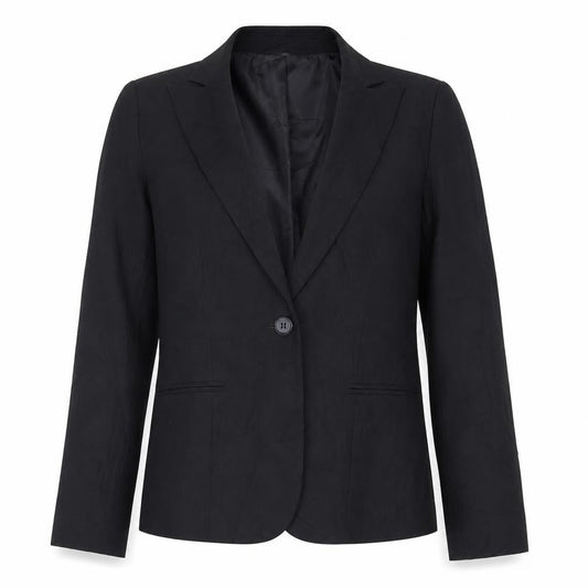 Front view of Essentials women’s black polyester jacket suit jacket, size UK 10