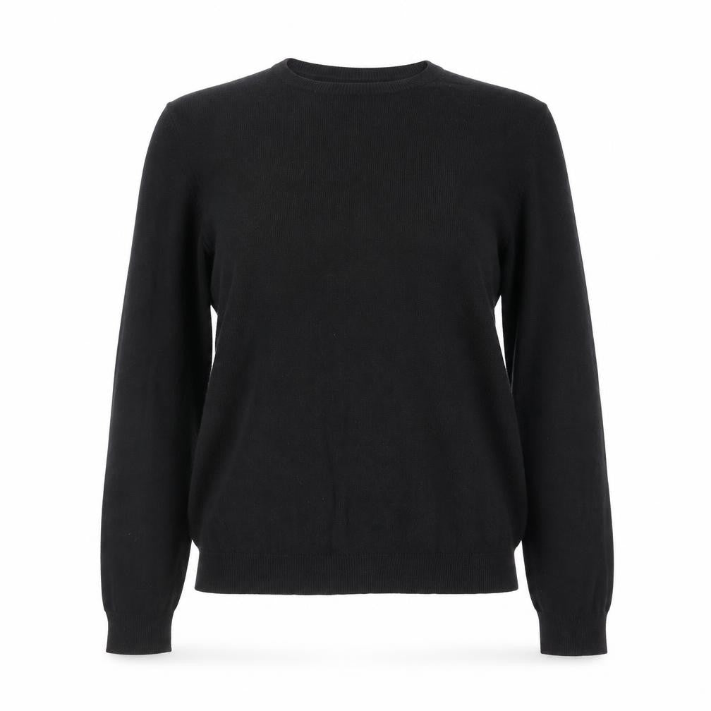 Front view of H&M women’s black round neck viscose jumper, size S