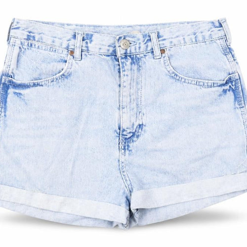 Topshop Womens Blue Cotton Hot Pants Shorts Size 10 L4 in Regular Button