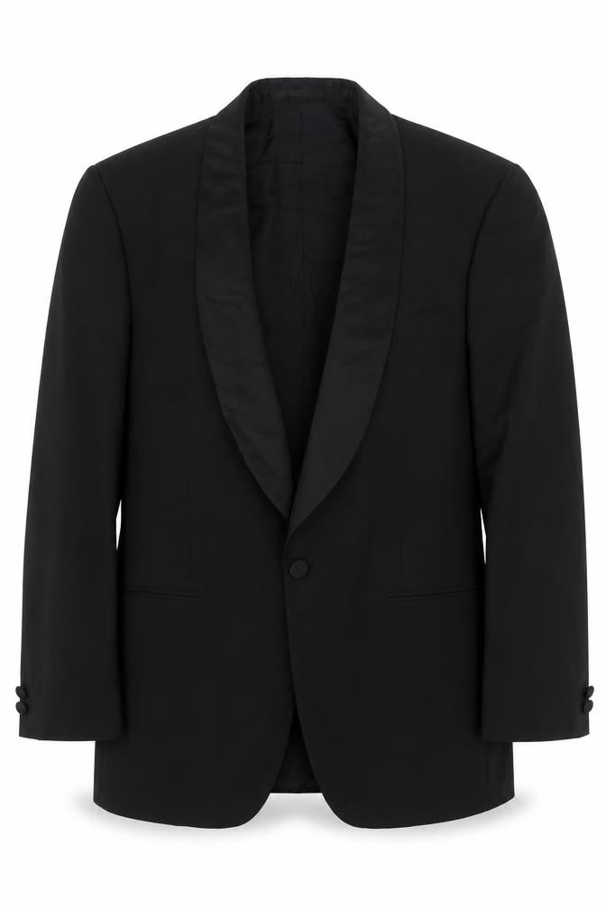 Front view of Mr Harry men’s black wool jacket suit jacket, size 38