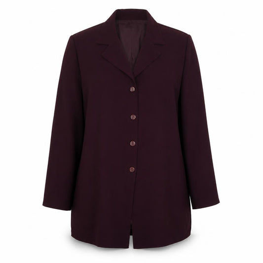 Front view of Design Essentials women’s purple polyester jacket suit jacket, size UK 16