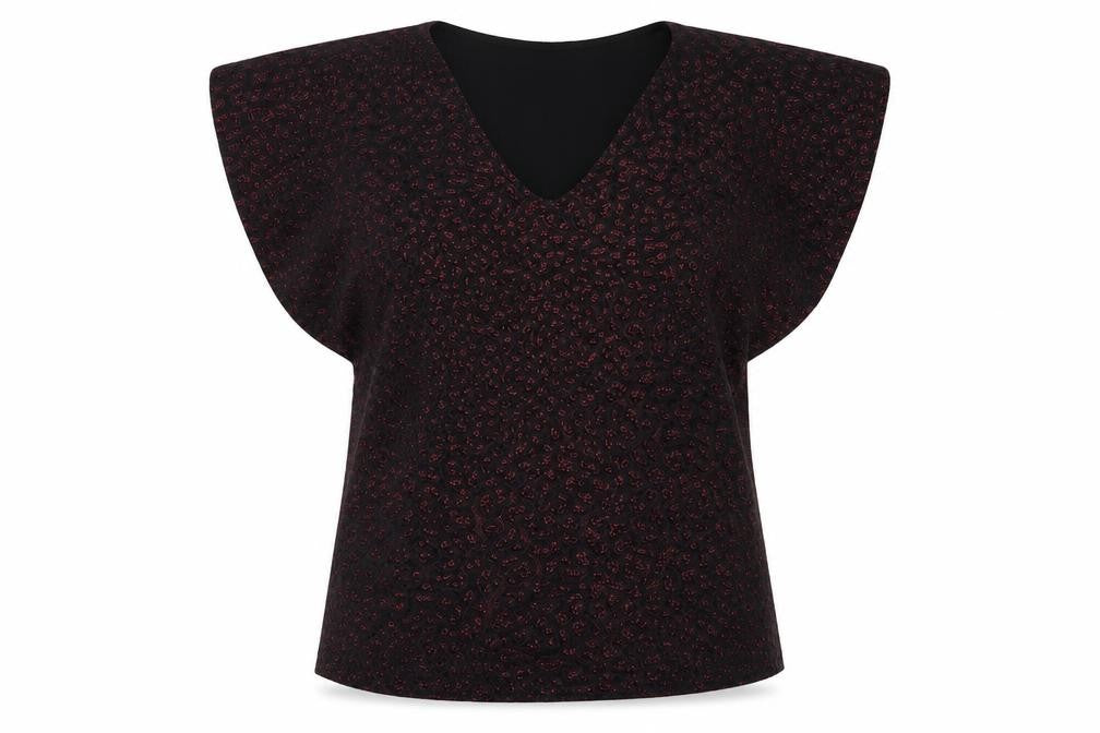 Front view of Principles women’s purple animal print nylon basic blouse, size UK 12, v-neck