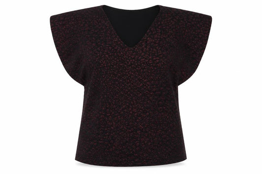 Front view of Principles women’s purple animal print nylon basic blouse, size UK 12, v-neck