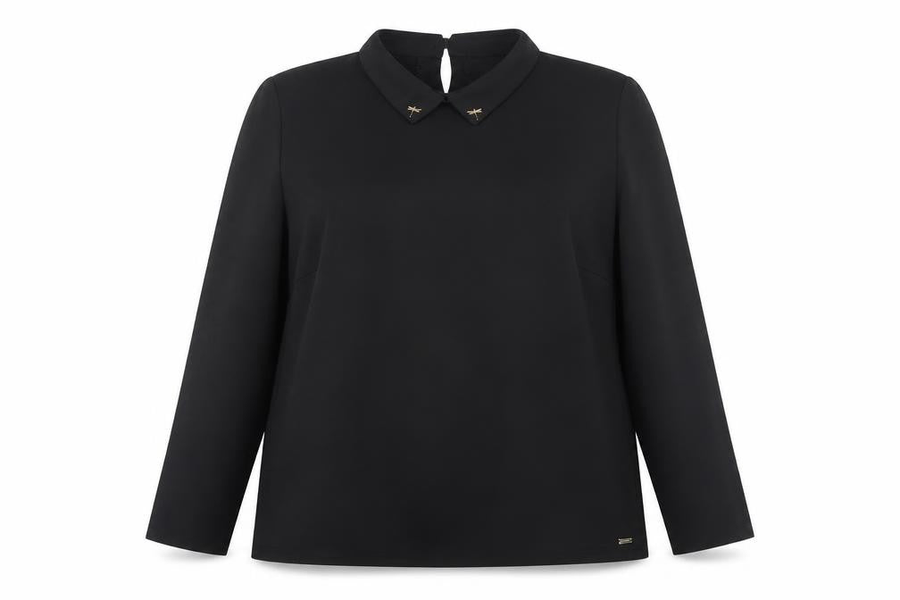 Mohito Womens Black Polyester Basic Blouse Size XL Collared - Badges on collar