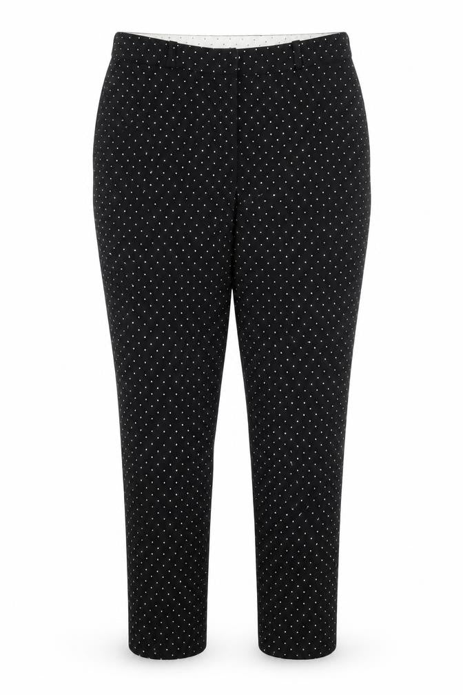Topshop Womens Black Polka Dot Polyester Trousers Size 12 L27 in Regular Hook & Eye - Black & White