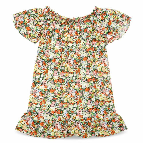 George Womens Multicoloured Floral Viscose A-Line Size 12 Boat Neck Pullover - Frill Sleeve & Hem