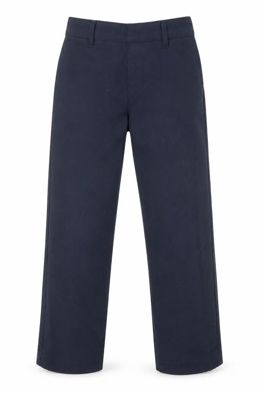 Front view of Dunnes boys’ blue polyester carpenter trousers, size 5-6, years regular pullover