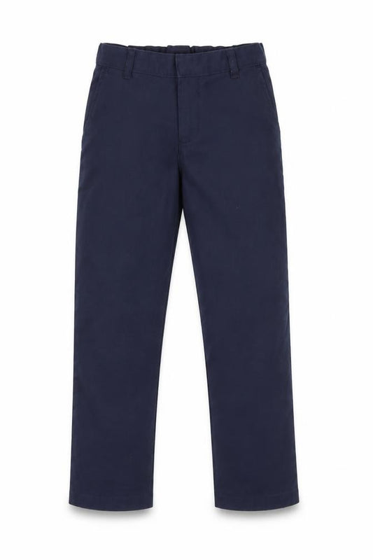 Front view of George boys’ blue polyester carpenter trousers, size 5-6, years regular hook & loop