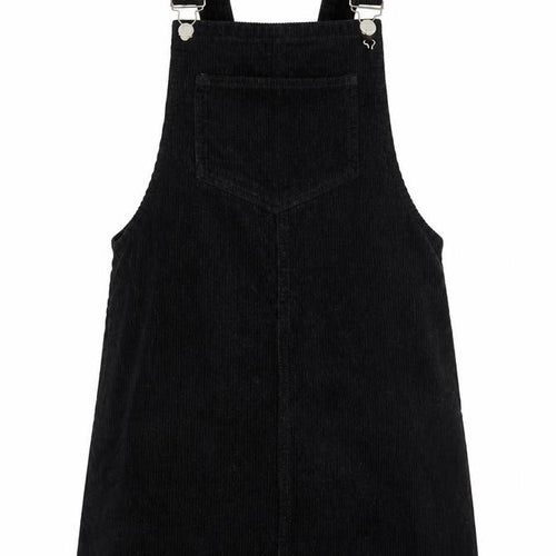 Denim & Co. Womens Black Cotton Pinafore/Dungaree Dress Size 4 Scoop Neck Buckle