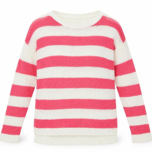 Inspire Collection Womens Pink Round Neck Striped Acrylic Pullover Jumper Size M