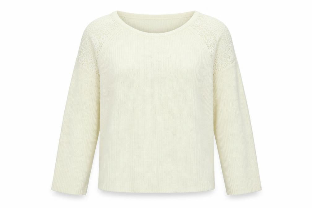 Dorothy Perkins Womens Ivory Round Neck Floral Acrylic Pullover Jumper Size 12