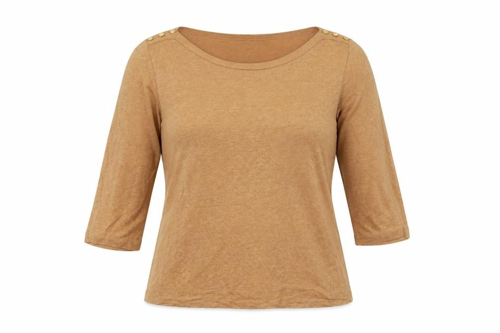 Front view of Zara women’s beige round neck acrylic jumper, size L