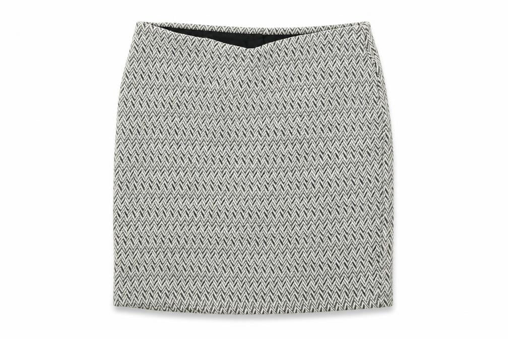 Front view of Atmosphere women’s multicoloured geometric cotton mini skirt, size UK 4
