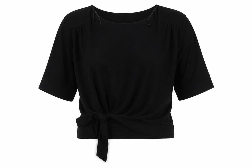 Front view of Paramour women’s black v-neck viscose jumper, size L