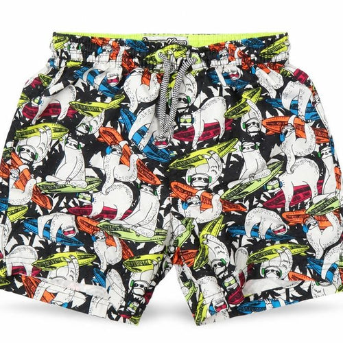 Summer Vibes Boys Multicoloured Floral Polyester Sweat Shorts Size 6-7 Years Regular Drawstring - Sloth Swim Shorts