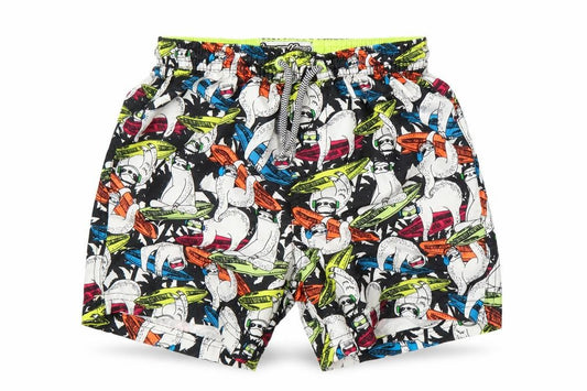 Summer Vibes Boys Multicoloured Floral Polyester Sweat Shorts Size 6-7 Years Regular Drawstring - Sloth Swim Shorts