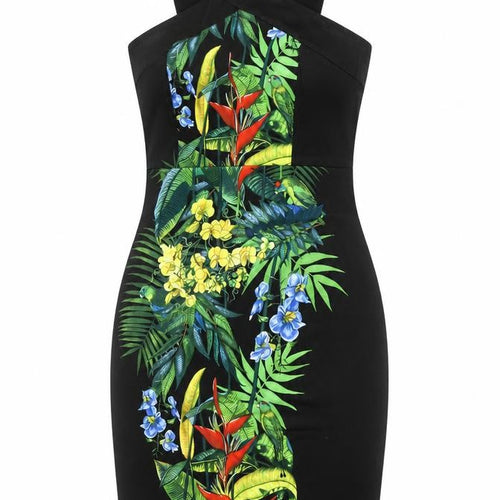 Oasis Womens Black Floral Cotton Sheath Size 10 Halter Zip - Flowers