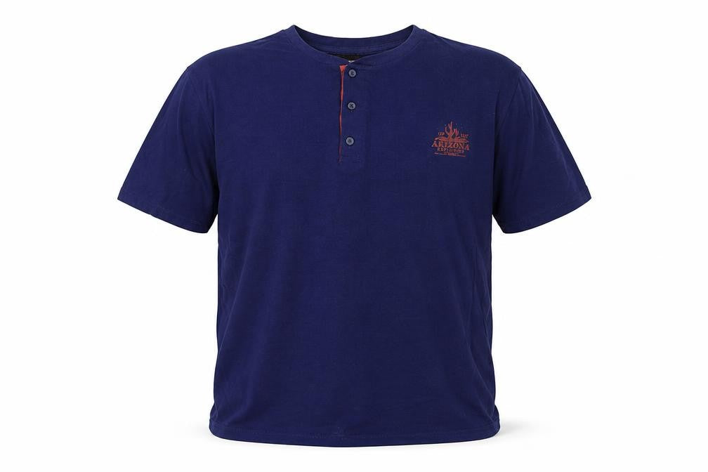 Atlas Mens Blue Cotton T-Shirt Size XL Round Neck - Arizona