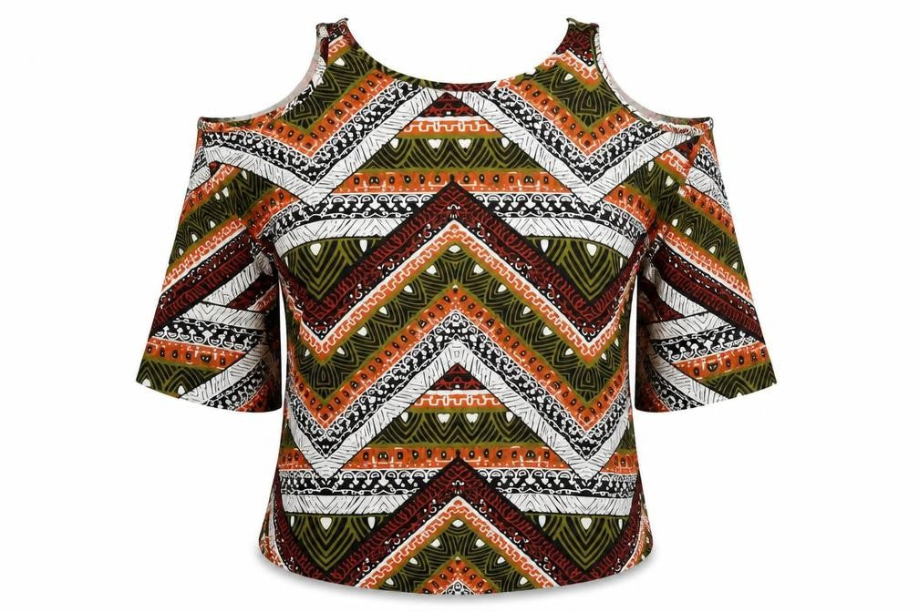Boohoo Womens Multicoloured Geometric Viscose Basic Blouse Size 10 Round Neck