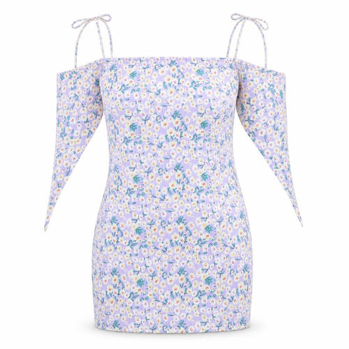 Kiss the Sky Womens Purple Floral Polyester Bodycon Size L Square Neck Pullover