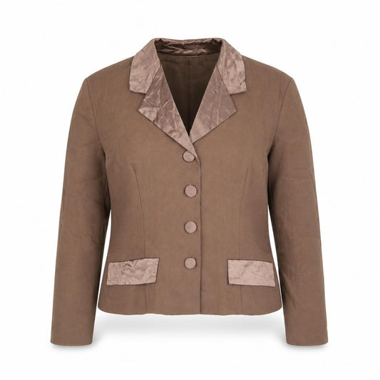 Front view of Ego women’s brown polyester jacket suit jacket, size UK 12