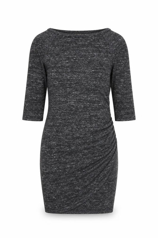 Front view of Zara women’s grey viscose bodycon, size S, round neck pullover
