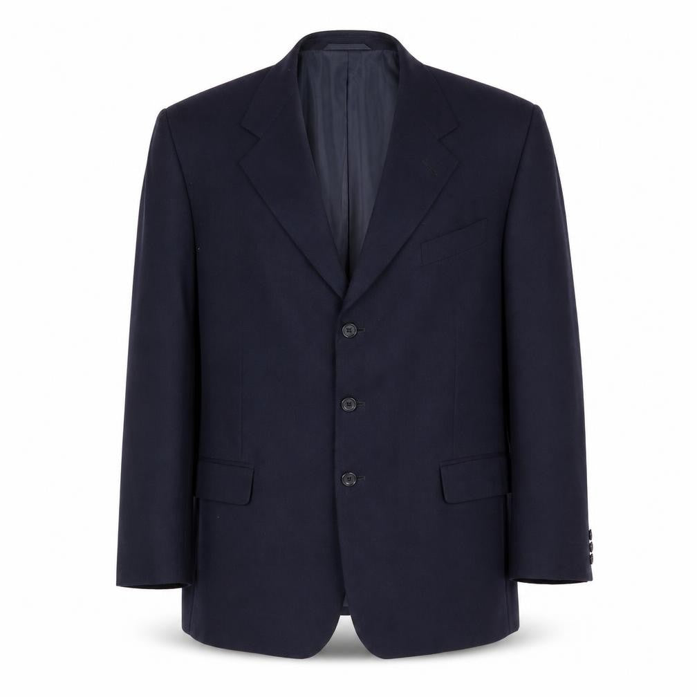 Front view of Scott International men’s blue polyester jacket suit jacket, size 44