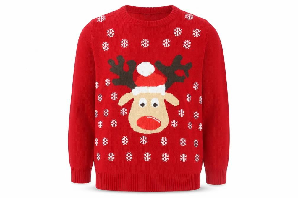Avenue Mens Red Round Neck Acrylic Pullover Jumper Size L - Santa Jumper