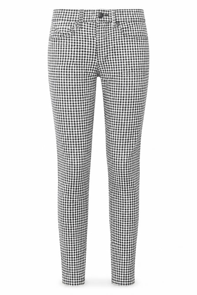 Stradivarius Womens Black Check Cotton Skinny Jeans Size 6 L27 in Regular Button