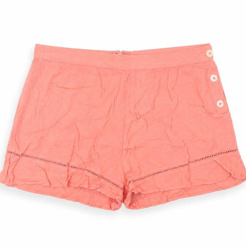Miss Selfridge Womens Pink Viscose Boyfriend Shorts Size 12 Regular Zip