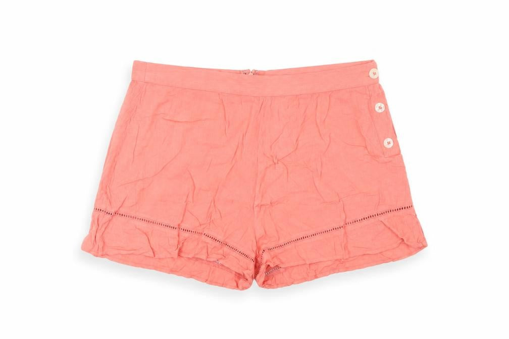 Miss Selfridge Womens Pink Viscose Boyfriend Shorts Size 12 Regular Zip