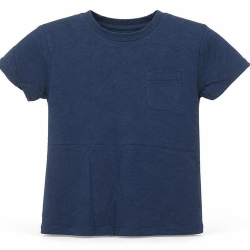Dunnes Stores Boys Blue Cotton Basic T-Shirt Size 5-6 Years Crew Neck Pullover - Pocket Detail
