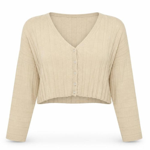 Missguided Womens Beige V-Neck Viscose Cardigan Jumper Size 8