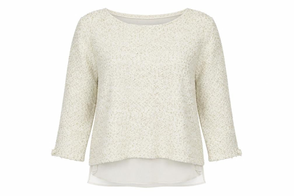 Front view of Zara women’s beige round neck polyester jumper, size L