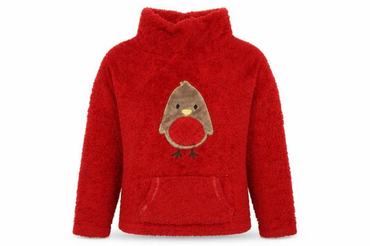 Front view of Debenhams women’s red polyester top lounge set, size UK 8, - robin/ top only