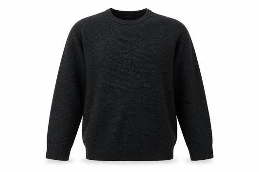 Front view of Easy men’s grey round neck cotton jumper, size L