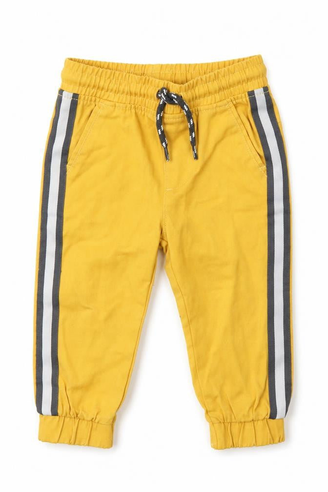 So Cute Boys Yellow Cotton Jogger Trousers Size 9-12 Months Drawstring - roarsome