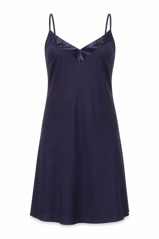 Front view of George women’s blue polyester sheath, size UK 8, v-neck
