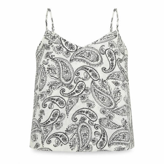 Front view of Atmosphere women’s ivory paisley polyester camisole tank, size UK 12, scoop neck