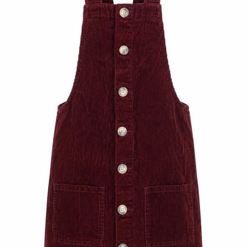 Primark Womens Red 100% Cotton Pinafore/Dungaree Dress Size 4 Square Neck Button