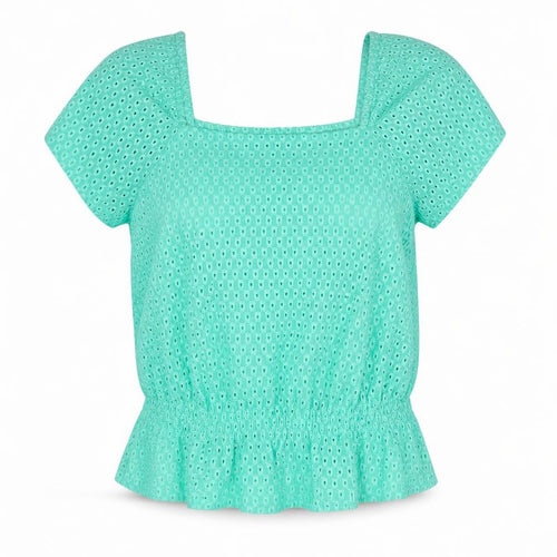 Papaya Womens Green Polyester Jersey T-Shirt Size 14 Square Neck - Peplum