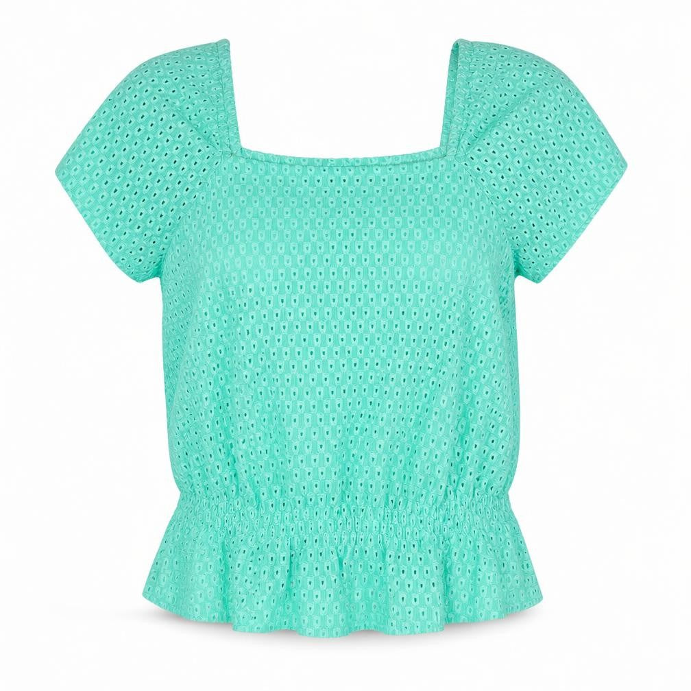 Papaya Womens Green Polyester Jersey T-Shirt Size 14 Square Neck - Peplum