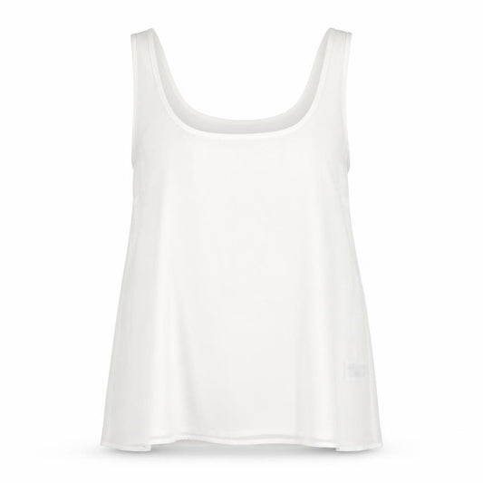Front view of Primark women’s white polyester basic tank, size UK 8, round neck