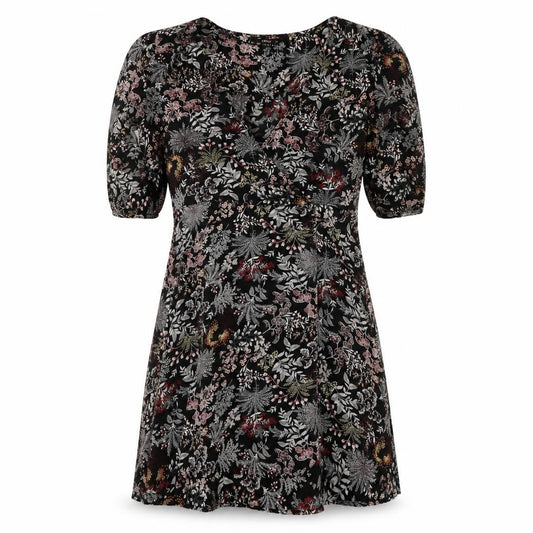 Front view of Only women’s black floral polyester a-line, size UK 10, v-neck