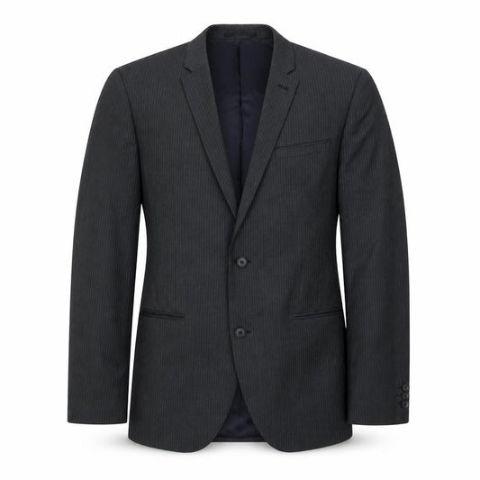 Front view of Next men’s grey striped polyester jacket suit jacket, size L