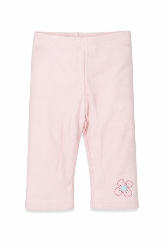 Front view of Marks & Spencer girls’ pink cotton jogger leggings, size 6-9, months pullover - flower
