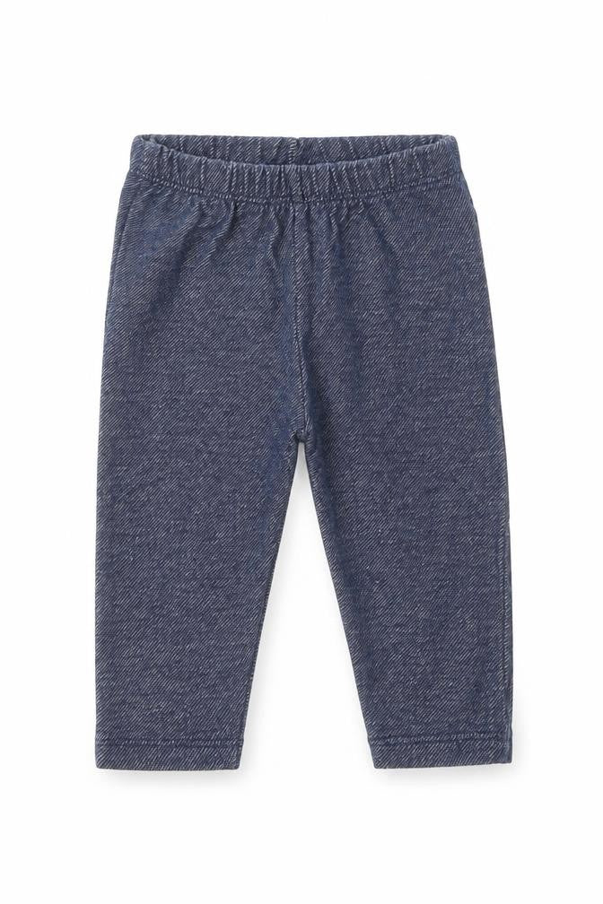 Front view of St Bernard girls’ blue cotton jogger leggings, size 6-9, months pullover