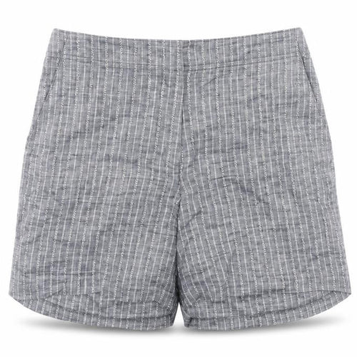 DASH Womens Grey Striped Linen Chino Shorts Size 12 L7 in Regular Hook & Eye