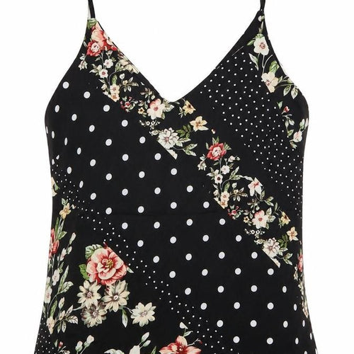 New Look Womens Multicoloured Floral Polyester Camisole T-Shirt Size 8 V-Neck