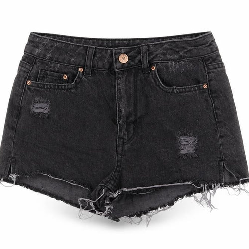 Divided by H&M Womens Black Cotton Hot Pants Shorts Size 4 L3 in Regular Button